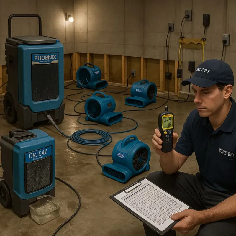 Structural Drying and Dehumidification process in Westminster, CA